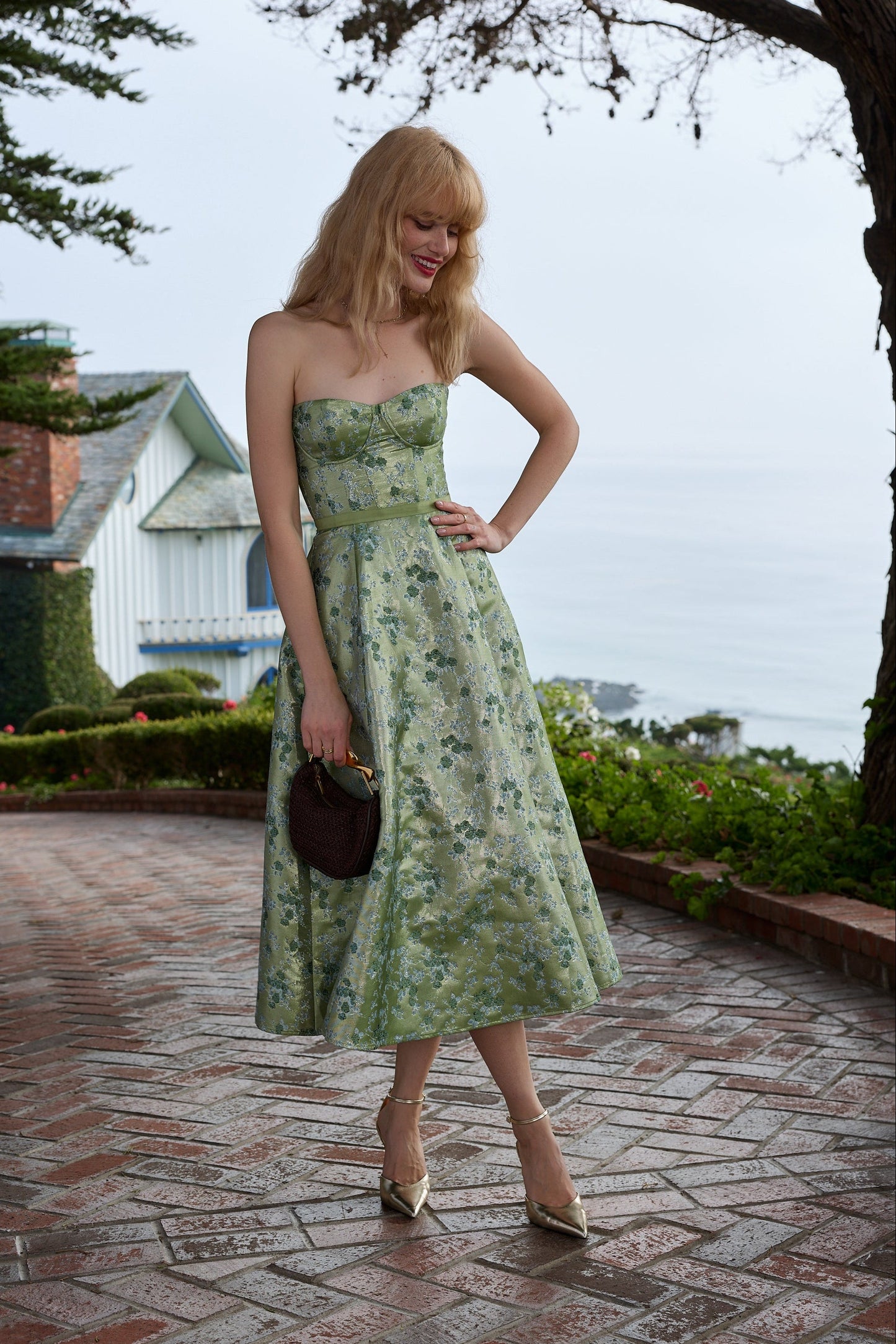 The Vanessa Dress in Peridot Cheverny Brocade