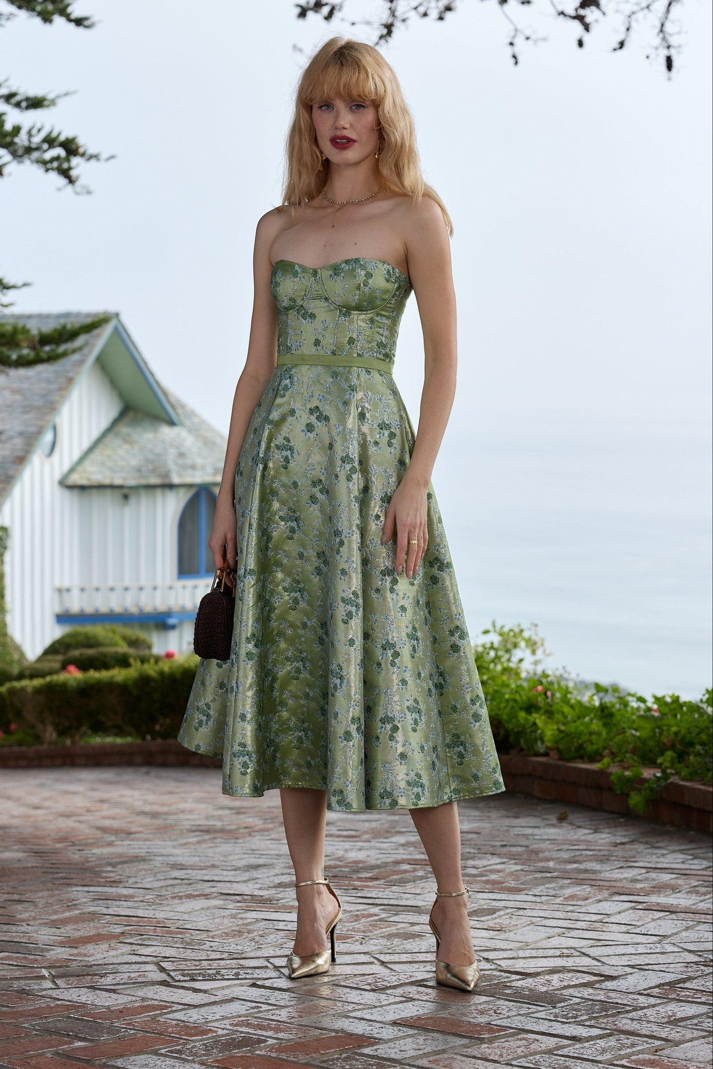 The Vanessa Dress in Peridot Cheverny Brocade