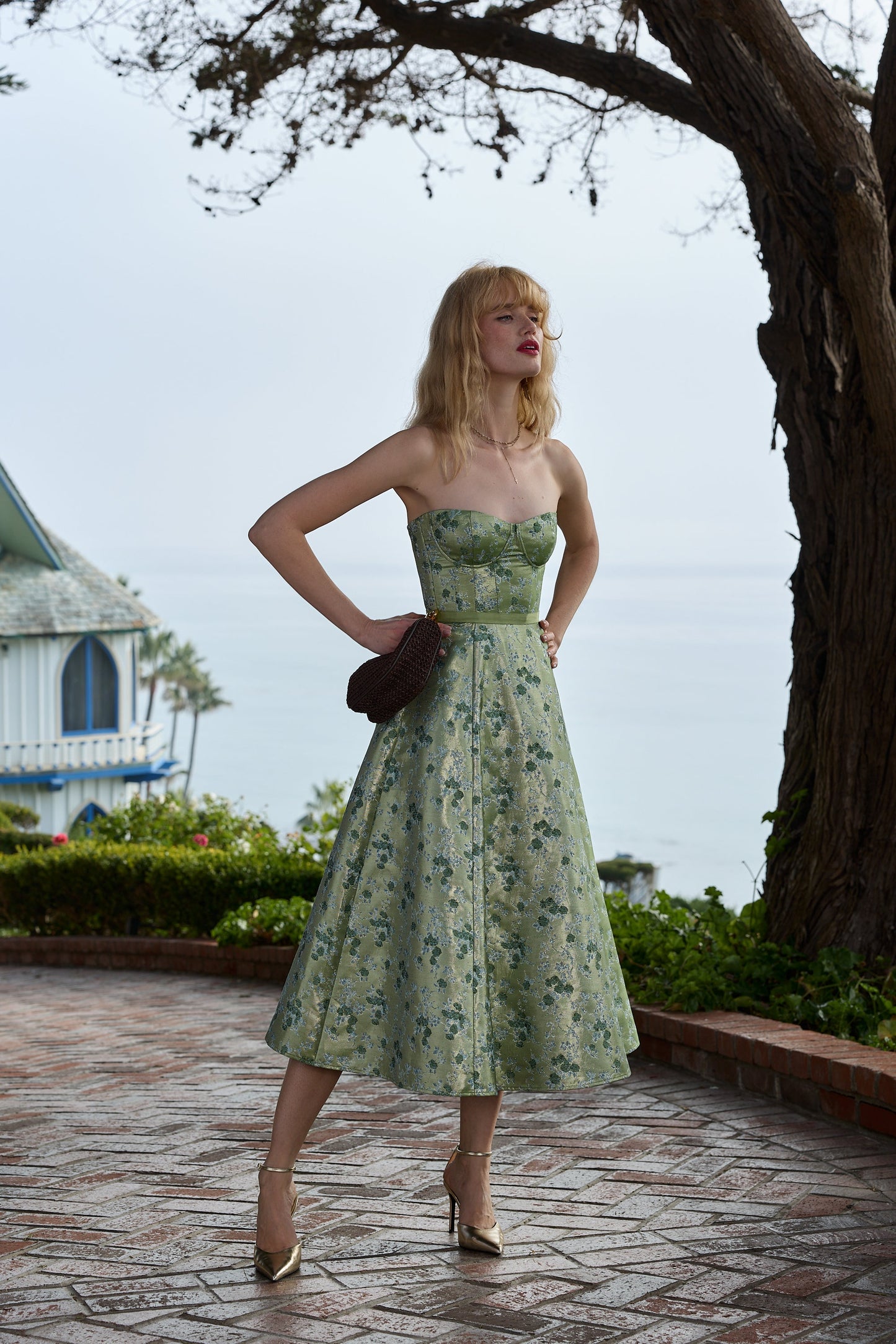 The Vanessa Dress in Peridot Cheverny Brocade
